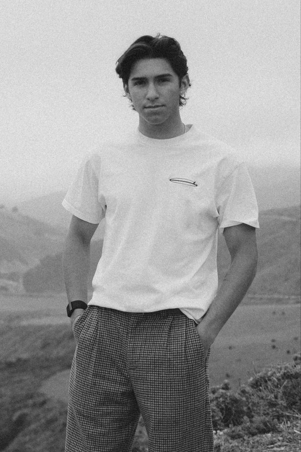 ADAMÓ Surf Club Tee — 230 GSM heavyweight cotton with embroidered surfboard