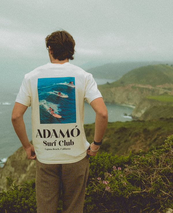Back view Surf Club Tee worn on model 